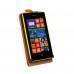 Nokia Lumia 520 - Genuine Leather Up Down Flip Protective Phone Cover Case - Orange
